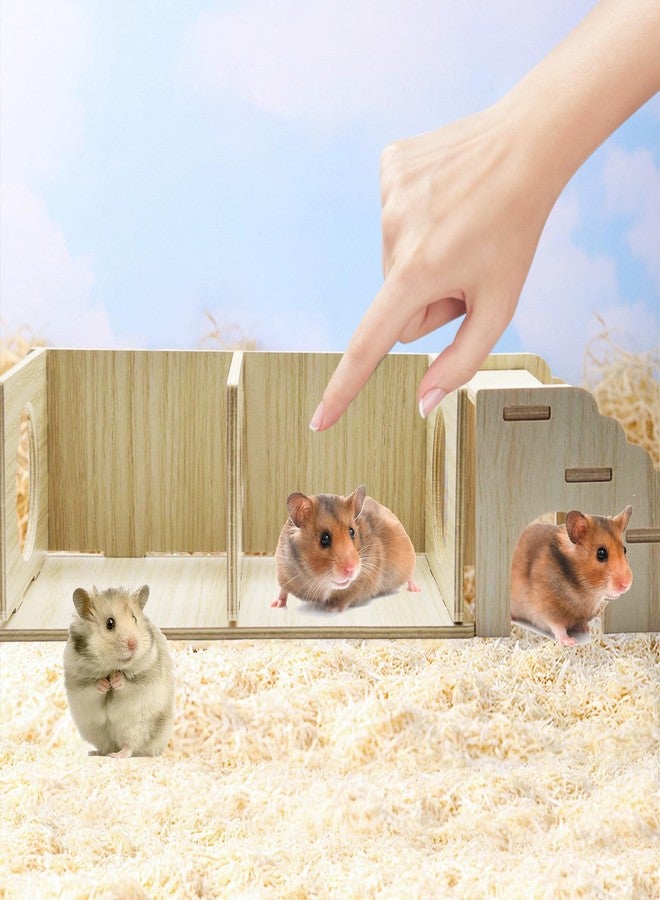 LUODAKA 2-Chamber Hamster Tunnel & Wooden Climbing Ladder Bridge，Wooden Hamster Hideout with Ladder for Dwarf Syrian Hamsters Gerbils Mice or Other Small Pets - Image 4
